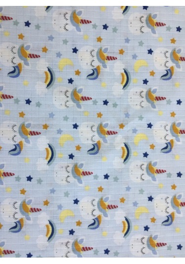 Müslin Örtü 75x85 Ağız Bezi Hediyeli mavi