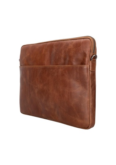Bloomsleeve Leeds 16" Cognac Brown Hakiki Deri Laptop & Tablet Kılıfı Kahverengi