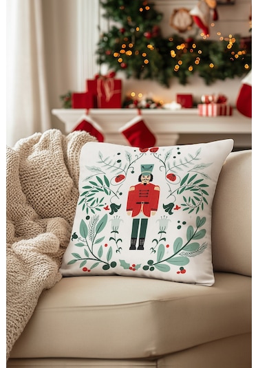 Charm Kurşun Asker Baskılı Beyaz Kırlent 43x43 35264a Beyaz