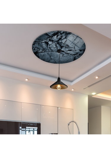 Cam Avize Göbeği | Doğal Taş Desen | Çap50Cm Çok Renkli