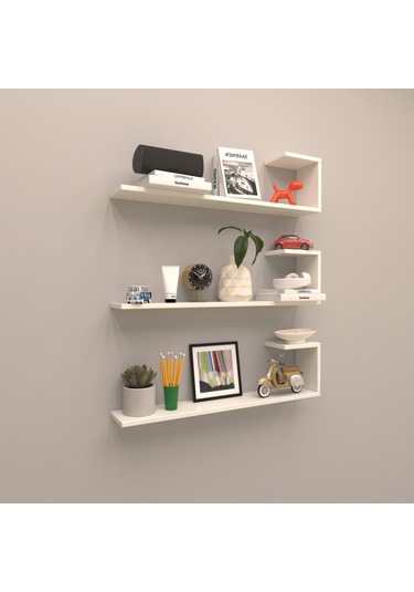 Rafkestir 3 Lü Minas Duvar Rafı Beyaz ( Mat )