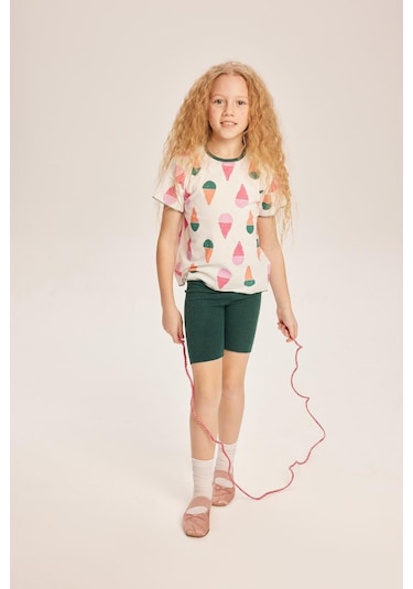 Luess Kız Çocuk Dondurma Desenli İkili Takım-yeşil Yeşil