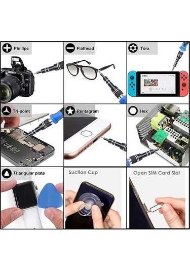 Fastbuy 110 Adetlu Manyetik Tornavida Seti - Mavi Cep Telefonu Onarım Aleti