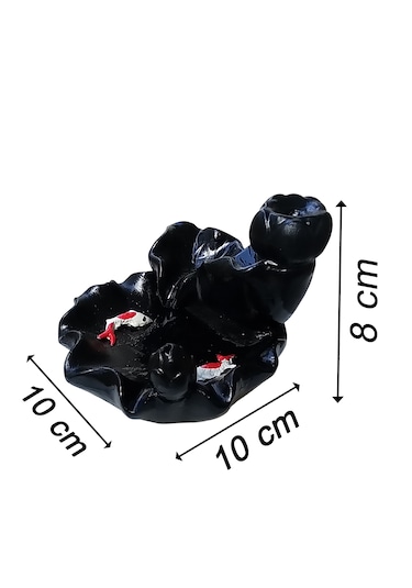 Havuzlu Ve Balık Figürlü Geri Akış Şelale Tütsülük Siyah