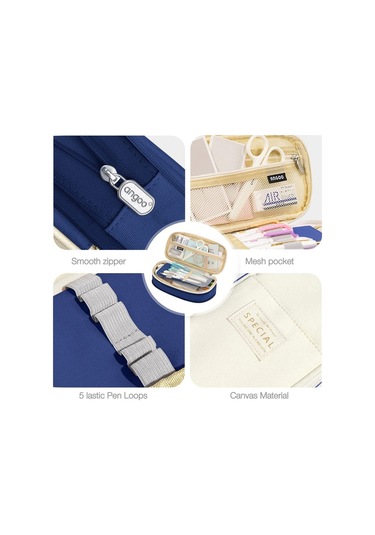 Genişletilebilir Büyük Kapasiteli Okul Ve Ofis Kalem Kutusu - Pratik Ve Dayanıklı Çok Bölmeli Kalemlik Lacivert