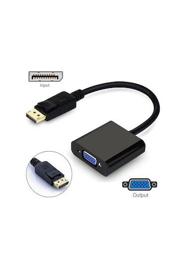 Displayport To Vga Çevirici Dönüştürücü Laptop Tv Monitör Bağlama