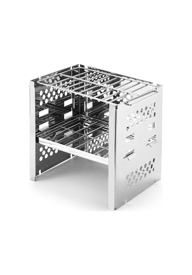 Youtek Katlanabilir Paslanmaz Çelik Kamp Ocağı - Pratik Taşınabilir Şömine Ve Izgara Gümüş