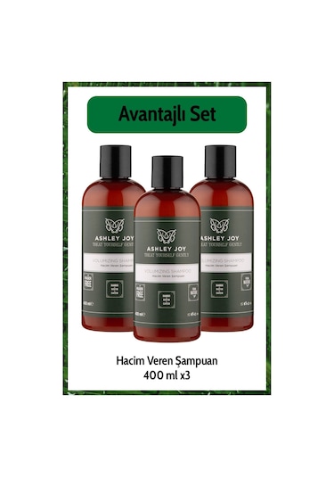 Ince Telli Saçlara Hacim Veren Bitki Özlü Dolgunlaştırıcı Biotin Ve Kafein Şampuan 400 Ml X3 Set