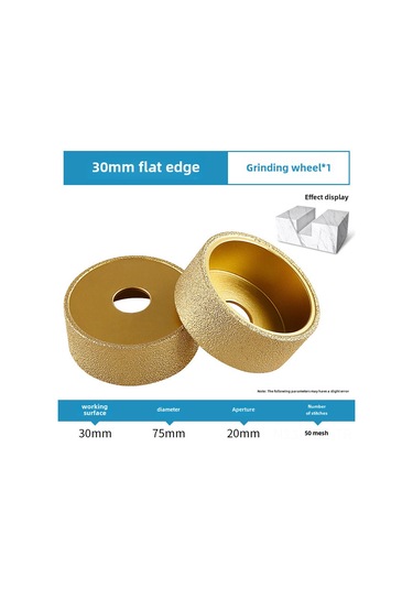 Yuntech01 Mermer, Kireçtaşı, Seramik İçin Direk Kenarlı Pürüzsüz Taş İşleme Aleti - 30mm Tabanlı El Verimli Zımpara Diski