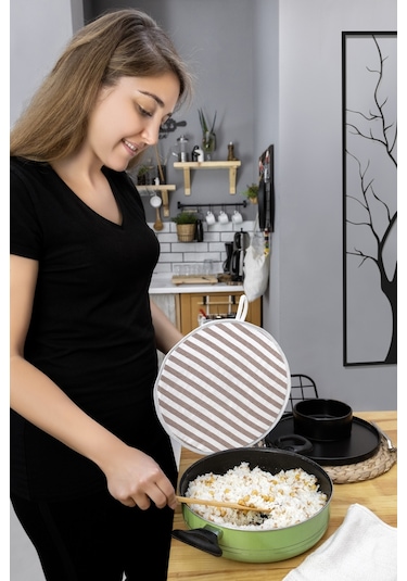 Şık Ve Pratik Demlematik: Pilav Demleme Örtüsü , Tencere Kapağı Bonesikahve Çizgili