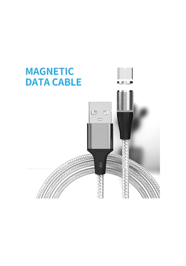 Xindoker 2m Uzunluklu 2.4a Hızlı Şarj Micro Usb Manyetik Kablosu - Toz Tıkanıklığı Önleyici - Gümüş Renk