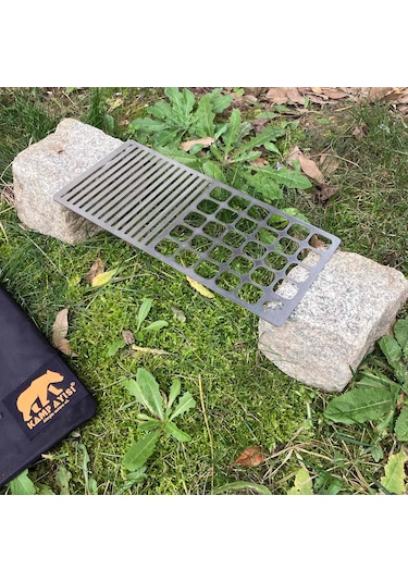 Kamp Ayısı Duowire Çantalı Dikdörtgen Çelik Bushcraft Izgara Teli Gri