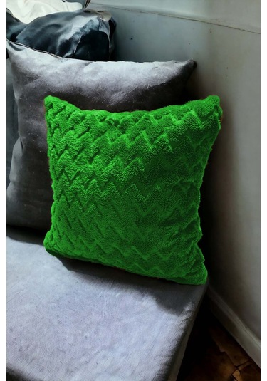 Bohem Dekoratif Yastık Kılıfı Kırlent Kılıfı 43x43 Cm Yeşil Zikzak Desen Yeşil