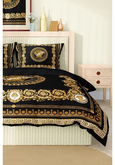 Marka Nevresim Takımı Çift Kişilik Pamuklu Saten Kumaş 6 Parça 3d Dijital Baskı Duvet Cover Set Model No:108 Renkli