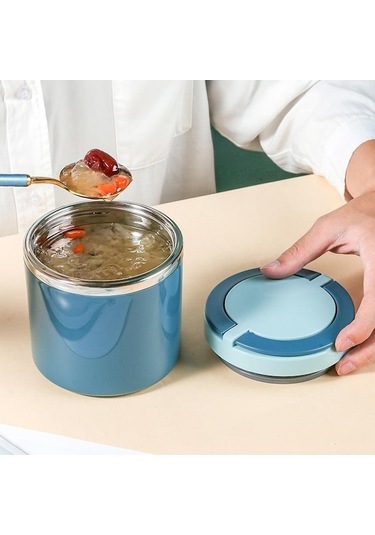 Pazly 600/800ml Mavi Paslanmaz Çelik Yalıtımlı Çorba Bardağı, Okul Çocuklar İçin Sıcak Tutucu Termos Kavanoz Mavi