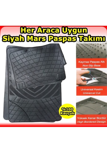 Peugeot 406 Uyumlu Mars Kauçuk Siyah Paspas Seti 554417871
