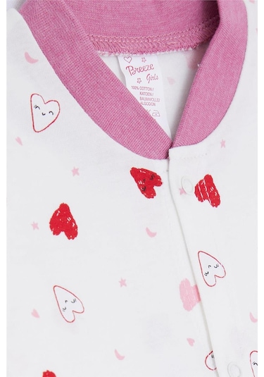 Breeze Kız Bebek Patikli Tulum Sevimli Renkli Kalp Desenli 0 3 Ay 6 Ay, Ekru Ekru