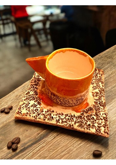 2'li Solora El Yapımı Stoneware Fincan Turuncu