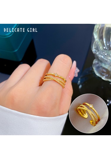 Ayarlanabilir Açıklığa Sahip Zarif Zirkon Yüzük No.19 Çok Renkli