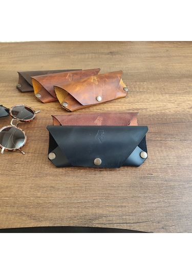 Sumerian Leather Craft Deri Gözlük Kılıfı Siyah
