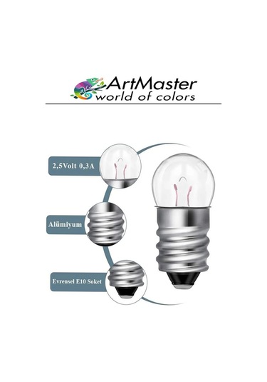 Mini Ampul 2.5 Volt 20 Adet Okul Sınıf Elektrik Devre Küçük Elektrik Deney Ampulü 2.5 Volt Deney Ampulü Küçük Boy