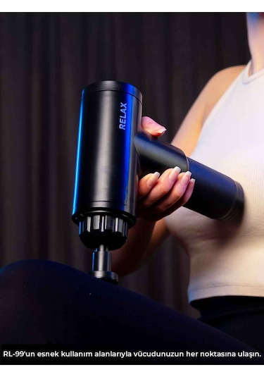 Relax 4 Başlıklı Titreşimli Sporcu Şarjlı Masaj Tabancası - Siyah