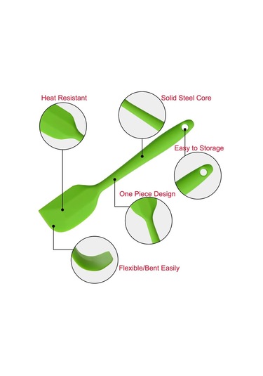 3lü Yeşil Silikon Spatula Seti Isıya Dayanıklı Yanmaz Yapışmaz
