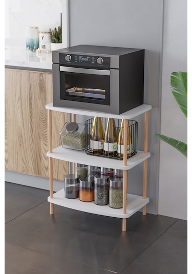 Mutfak Standı Mutfak Rafı Mutfak Bangosu Mikrodalga Dolabı -beyaz