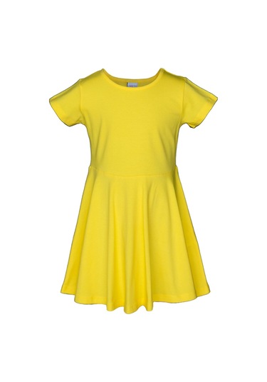 Lovetti Sarı Kız Çocuk Düz Basic Kısa Kol Elbise 9560S015 Sarı