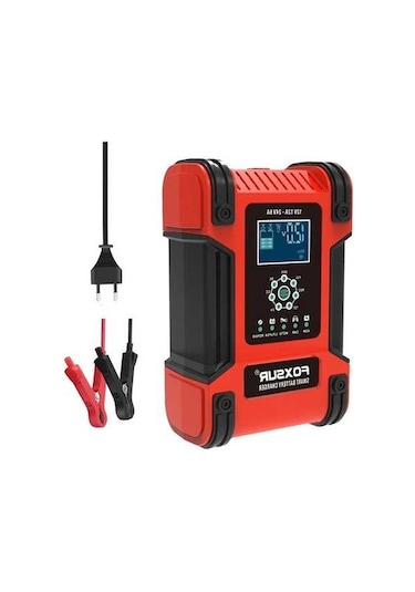 Diğer Foxsur 12v/24v 12a Akü Şarj Cihazı, 7 Aşamalı Darbe Bakım, Kırmızı