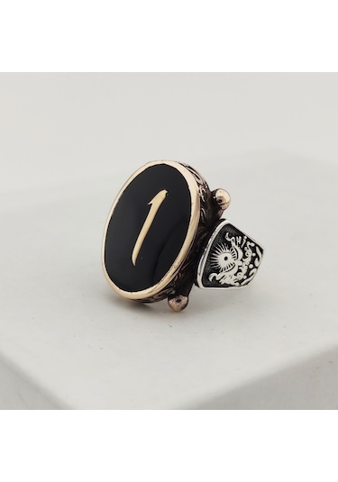 Fkgümüş 925 Ayar Gümüş Osmanlı Devlet Armalı Elif Erkek Yüzük