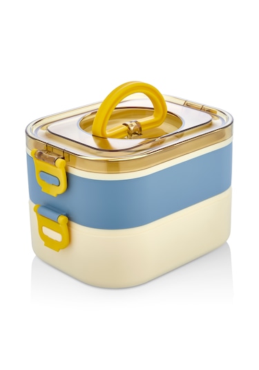 Yeni Nesil Sefer Tası Lunch Box Beslenme Kabı Saklama Kutusu Mavi