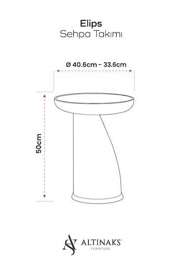 Elips Sehpa,tekli Sehpa,yan Sehpa,zigon Sehpa - Beyaz & Beyaz Mermer Desenli Beyaz Gövde & Beyaz Mermer Desenli Tabla