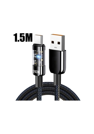 Maerknon240w 10a Usb C Hızlı Şarj Kablosu Qc3.0 Led Ekranlı Samsung Xiaomi Huawei Oppo Uyumlumavi90 Cm