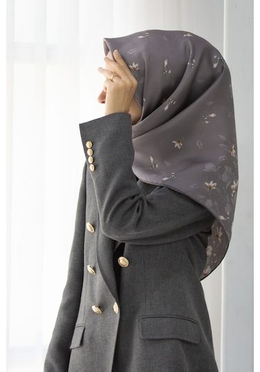 Vissona Twill İpek Eşarp Gri-3 51776-0028