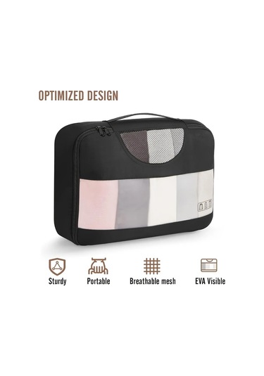 Fochsia 8 Parça Lake Blue Oksford Sıkıştırma Çantası Seyahat Bagaj Depolama Çantası Ahşap