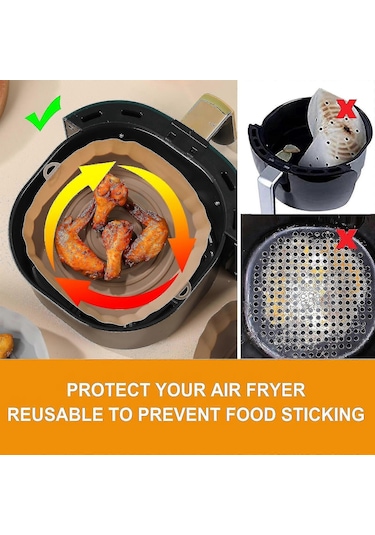 2 Adet Air Fryer Silikon Sepet Silikon Kalıp Airfryer Fırın Pişirme Tepsisi Pizza Kızarmış Tavuk Sepeti Yeniden Kullanılabilir Tava Astarı Aksesuarlarıpembe Çok Renkli