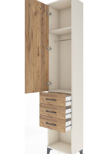 Arges Dolap 2 Raflı 3 Çekmeceli Tek Askılı 44x30x221 Aytaşı-çam Aytaşı