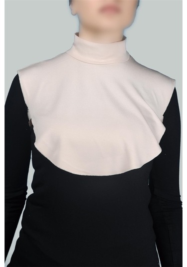 Altobeh Düz Balıkçı Yaka Boğazlı Penye Tesettür Kadın Yakalık Boyunluk - Bej