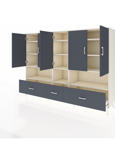 Hyperion Dolap 12 Raflı 3 Çekmeceli 5 Kapaklı 220x44x163 Aytaşı-a Aytaşı-antrasit