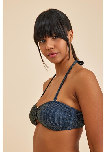 Maldives Lacivert Straplez Boyundan Bağlamalı Pedli Bikini Üst Lacivert