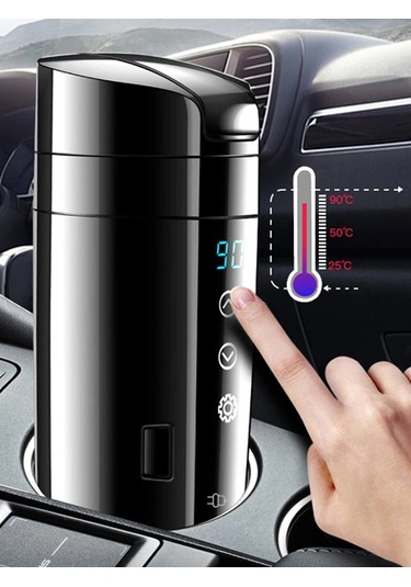 12v-24v Araba Isıtma Fincan Dijital Lcd Ekran Araba İsıtmalı Diğer