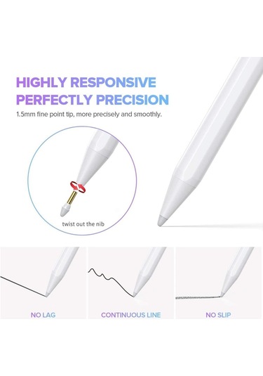 Apple Uyumlu iPad  Stylus Dokunmatik Kalem Palm Rejection Mıknatıslı Eğilmeye D