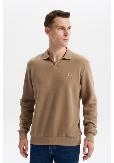 Arma Erkek Regular Fit Polo Yaka Sweatshirt Karbon Fırçalı Selanik, %65 Pamuk %35 Polyester, Düğmesiz Basic K30554698602 Füme - Gri Arma Erkek Regular Fit Polo Yaka Sweatshirt Karbon Fırçalı Selanik, %65 Pamuk %35 Polyester, Düğmesiz Basic K30554698602 Füme - Gri