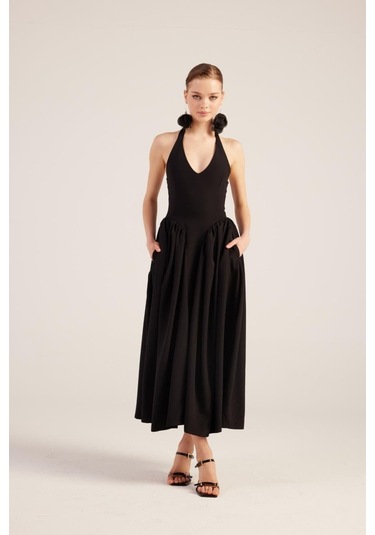 Yake Store Ophelia Elbise Siyah Renkli