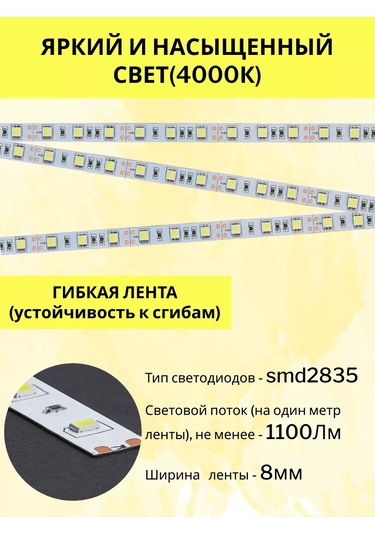 Feron 5m Ip20 12v 4000k Nötr Beyaz Led Şerit 192543469 Beyaz