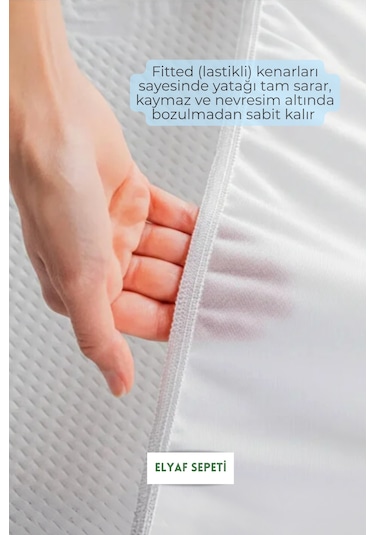 Pamuklu Üst Kumaşlı Yatak Alezi Ultra Sessiz Sıvı Geçirmez Yatak Koruyucu Alez Beyaz