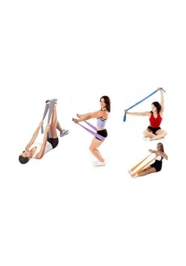 Pilates Bandı Seti 150x15 Cm Büyük Orta Direnç Pilates Lastik