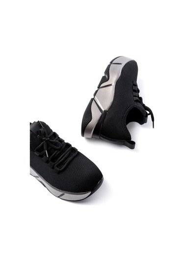 Rs-400 Siyah Bağcıklı Fileli Platin Taban Günlük Kadın Spor Beyaz