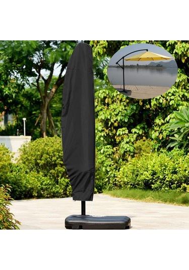 Aubyhe 9-13 Ft Kasa Kollu Şemsiye Kılıfı, Siyah, Zipli Ve Çekmeceli, Yağmur Ve Rüzgar Direnci, Uv Koruma, 210 Oxford Kumaşı